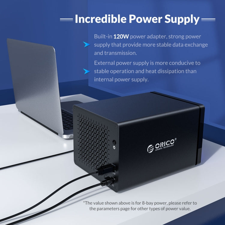 ORICO NS800U3 Caja de disco duro USB 3.0 de 8 bahías de 3,5 pulgadas, NS800U3