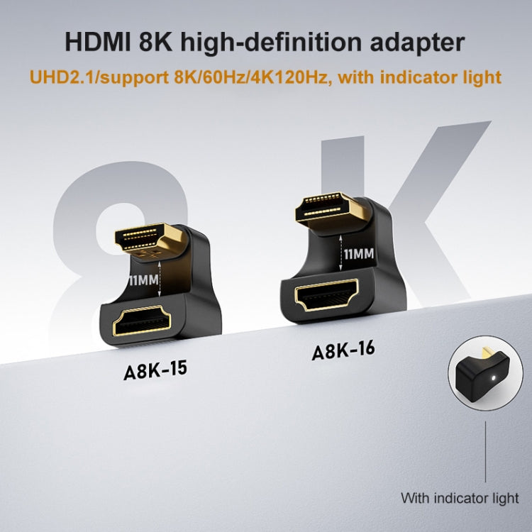 Adaptador de curva en U A8K-16 8K HDMI macho a HDMI hembra, A8K-16