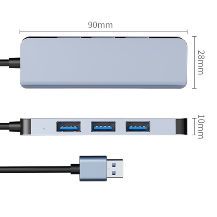 Adaptador HUB 4 en 1 USB a USB3.0x4, longitud del cable: 1,2 m, BYL-2013U3 12cm