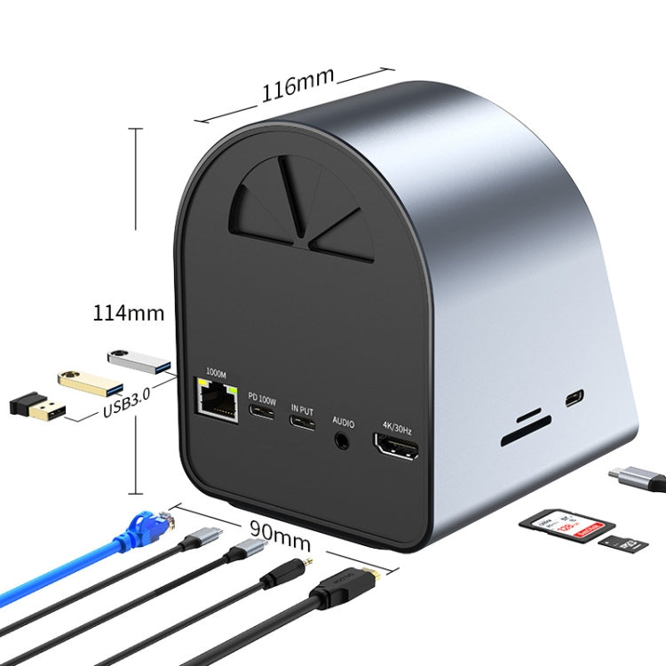 Adaptador HUB BYL-2211 10 en 1 USB-C / Type-C, cargador de teléfono compatible, BYL-2211