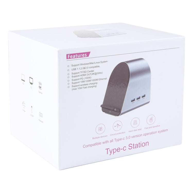 Adaptador HUB BYL-2211 10 en 1 USB-C / Type-C, cargador de teléfono compatible, BYL-2211