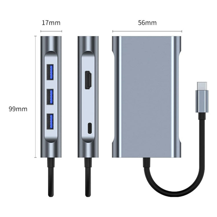 BYL-2111U3 7 en 1 USB-C / Type-C a adaptador HUB de estación de acoplamiento USB, BYL-2111U3