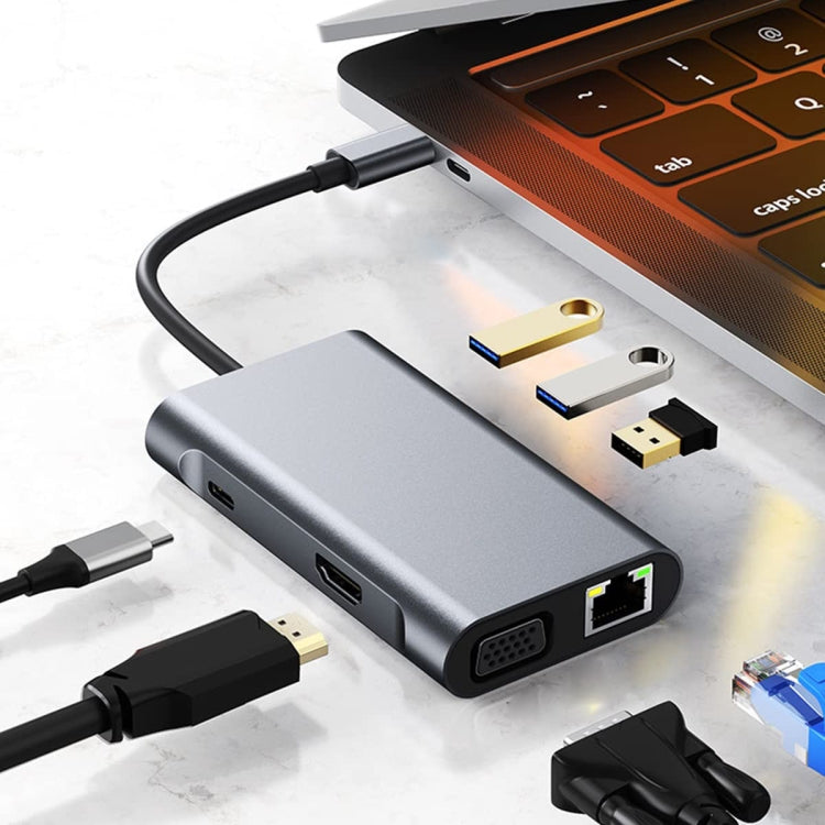 BYL-2111U3 7 en 1 USB-C / Type-C a adaptador HUB de estación de acoplamiento USB, BYL-2111U3