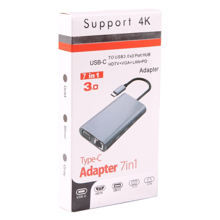BYL-2111U3 7 en 1 USB-C / Type-C a adaptador HUB de estación de acoplamiento USB, BYL-2111U3
