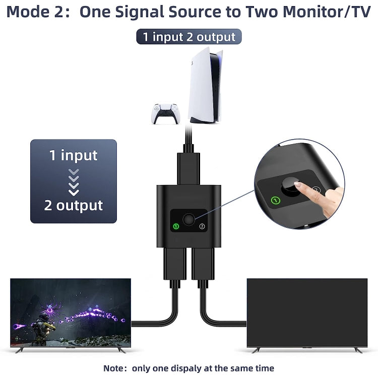 Conmutador HDMI bidireccional de video HD 4K 2 en 1 salida, SL