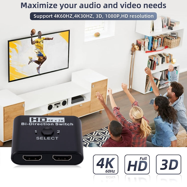 Conmutador HDMI bidireccional de video HD 4K 2 en 1 salida, SL