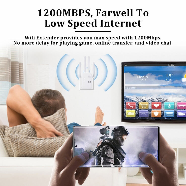 ZX-R08 1200Mbps 2.4G / 5G Repetidor WiFi de doble banda Amplificador de señal WISP Enrutador para exteriores, enchufe de EE. UU., 1200Mbps