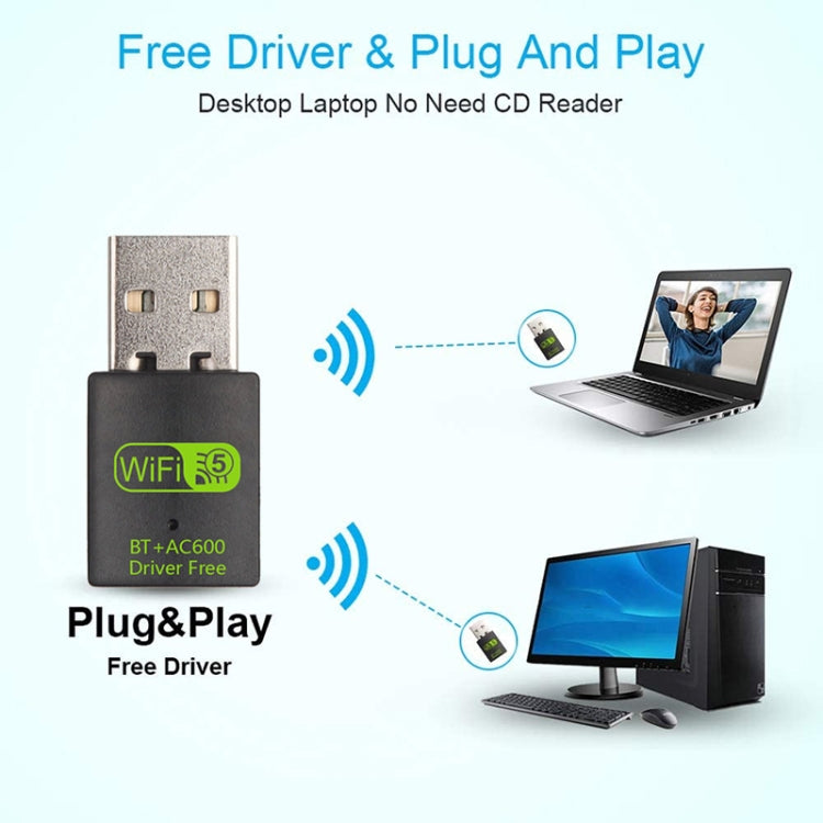 600M Bluetooth WiFi 2 en 1 Adaptador de red USB Receptor de señal WiFi, 605