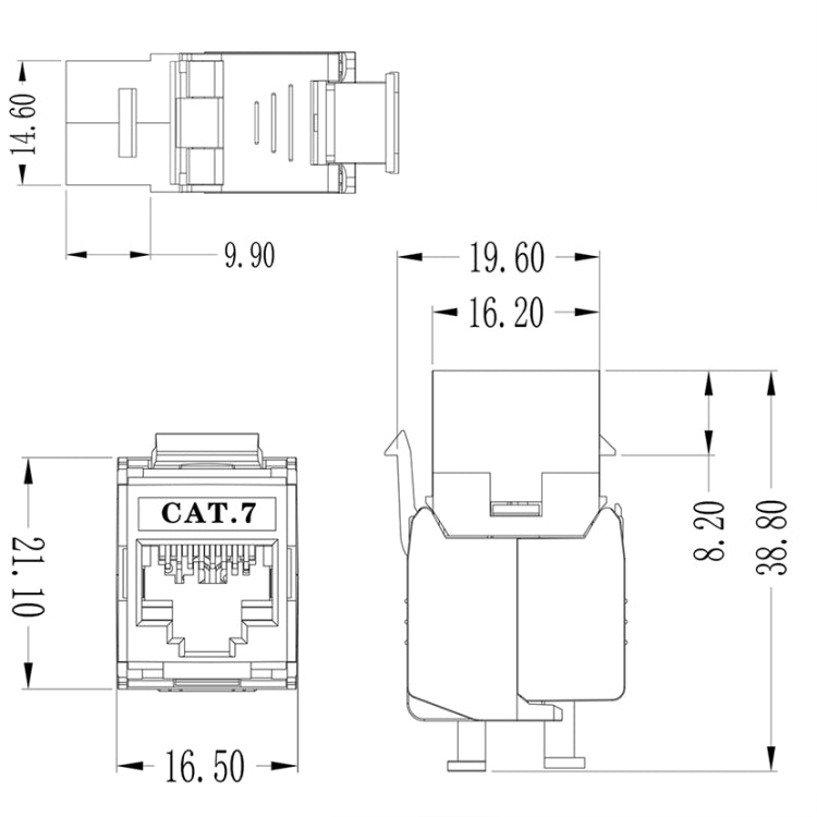 Módulo CAT7 Clase 7 Bloque madre de escudo de aleación de zinc 1208XHC7, CAT7