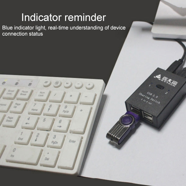 DY-B046 Adaptador de impresora flash USB con interruptor compartido USB 2.0 de 2 entradas y 4 salidas, DY-B046
