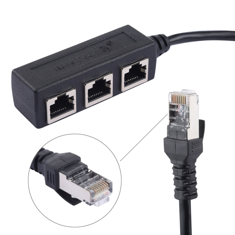 Extensor divisor de enchufe RJ45 de red Ethernet LAN de 1 a 3 zócalos, 3 Ports RJ45