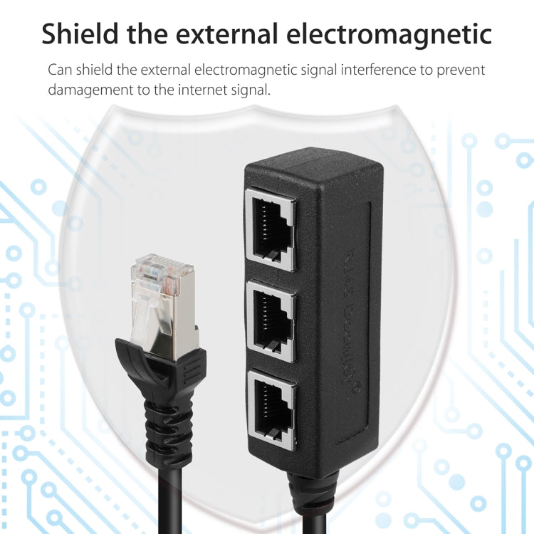 Extensor divisor de enchufe RJ45 de red Ethernet LAN de 1 a 3 zócalos, 3 Ports RJ45
