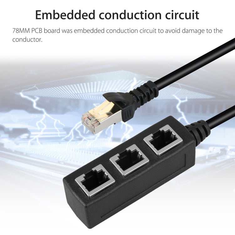 Extensor divisor de enchufe RJ45 de red Ethernet LAN de 1 a 3 zócalos, 3 Ports RJ45