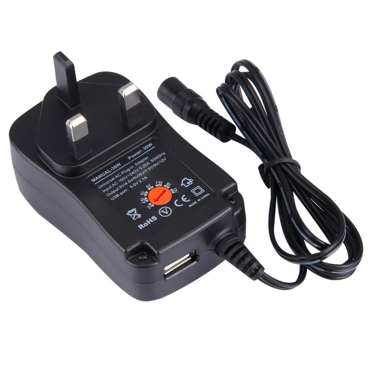 Adaptador de enchufe de pared de alimentación universal de 30 W con enchufe británico con puerto USB de 5 V 2,1 A, puntas: 8 piezas, longitud del cable: aproximadamente 1,2 m, UK Plug