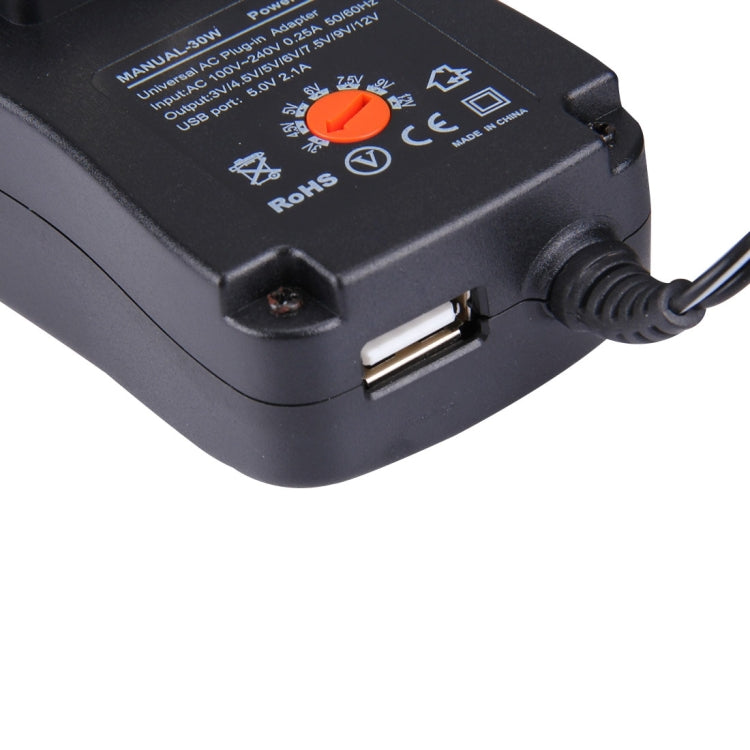 Adaptador de enchufe de pared de alimentación universal de 30 W con enchufe estadounidense con puerto USB de 5 V 2,1 A, puntas: 6 piezas, longitud del cable: aproximadamente 1,2 m, US Plug