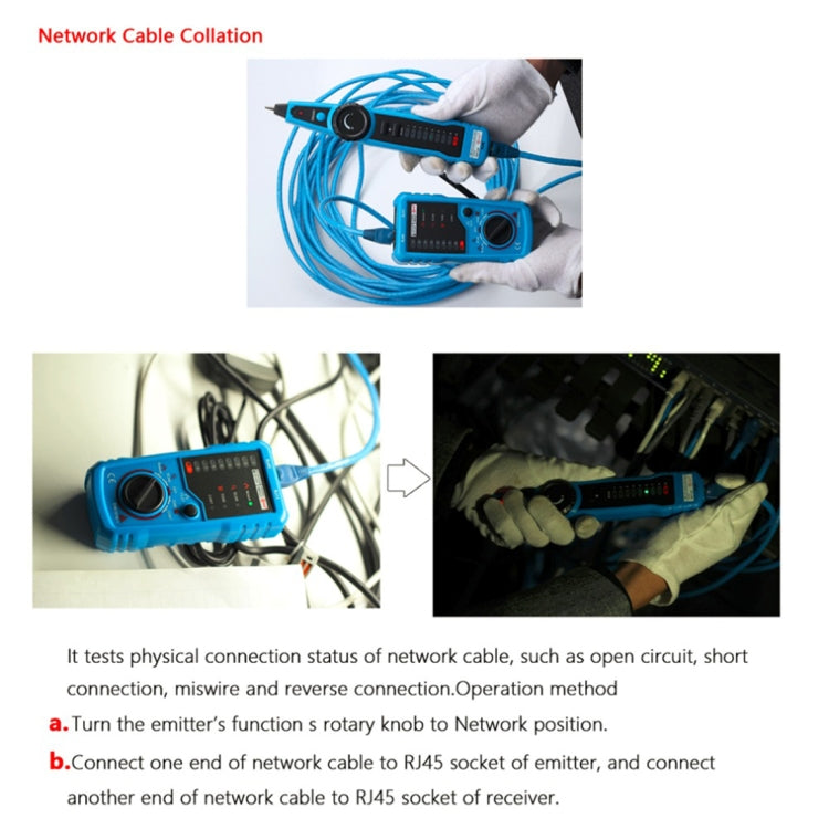 BSIDE FWT11 RJ11 / RJ45 Rastreador de cables telefónicos Ethernet LAN Probador de cables de red Detector Buscador de líneas, FWT11 Line Finder