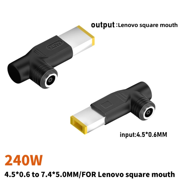 240W DC 4506 Hembra a Adaptador de Corriente de Conector Codo Cuadrado para Lenovo, Square Elbow