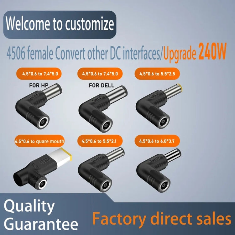 240W DC 4506 Hembra a Adaptador de Corriente de Conector Codo Cuadrado para Lenovo, Square Elbow