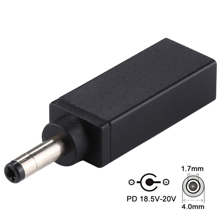 Conector adaptador macho PD 18,5 V-20 V 4,0x1,7 mm, 4.0x1.7mm