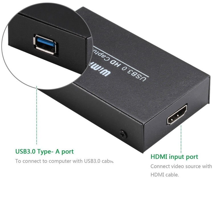 WIMI EC288 USB 3.0 HDMI 1080P Dispositivo de captura de video Stream Box, no es necesario instalar el controlador