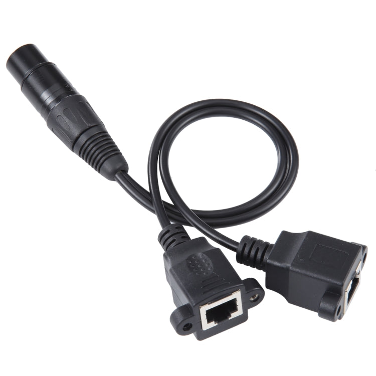 Cable de extensión de red LAN Ethernet XLR hembra de 3 pines a 2 x RJ45 hembra, longitud del cable: 30 cm, 3-pin XLR Female to 2 x RJ45 Female