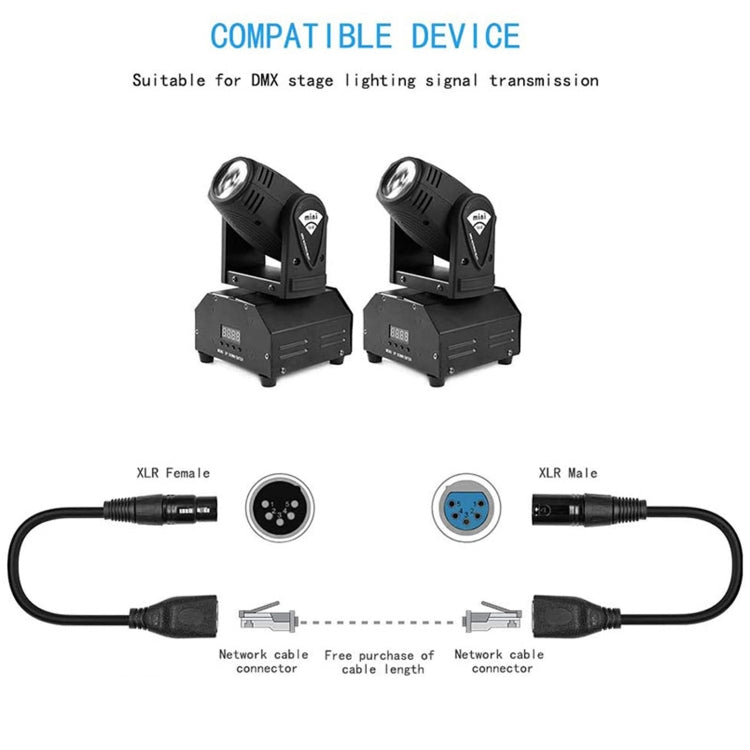 Cable de extensión de red LAN Ethernet XLR hembra de 3 pines a 2 x RJ45 hembra, longitud del cable: 30 cm, 3-pin XLR Female to 2 x RJ45 Female
