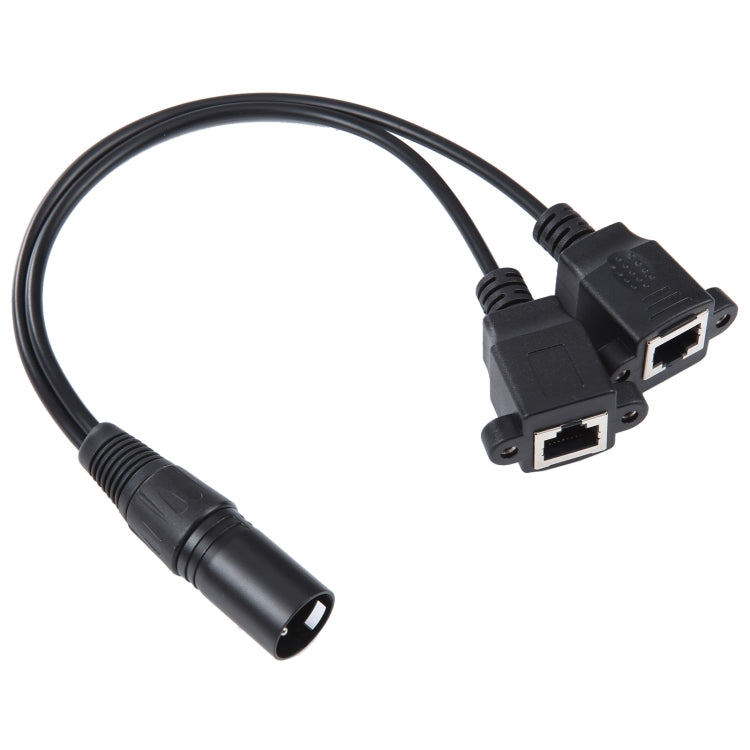 Cable de extensión de red LAN Ethernet XLR macho de 3 pines a 2 x RJ45 hembra, longitud del cable: 30 cm, 3-pin XLR Male to 2 x RJ45 Female