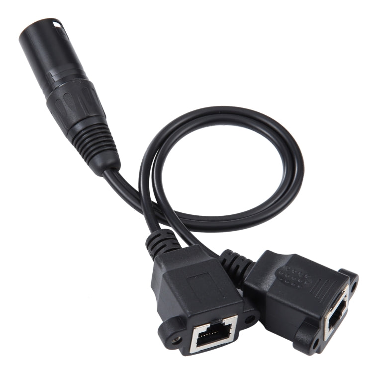 Cable de extensión de red LAN Ethernet XLR macho de 3 pines a 2 x RJ45 hembra, longitud del cable: 30 cm, 3-pin XLR Male to 2 x RJ45 Female