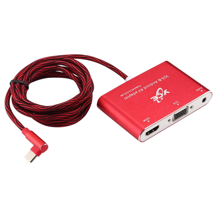 Adaptador AV multipuerto USB-C / Type-C a VGA / HDMI / Audio para IOS y Android