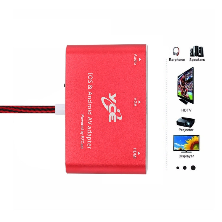 Adaptador AV multipuerto USB-C / Type-C a VGA / HDMI / Audio para IOS y Android