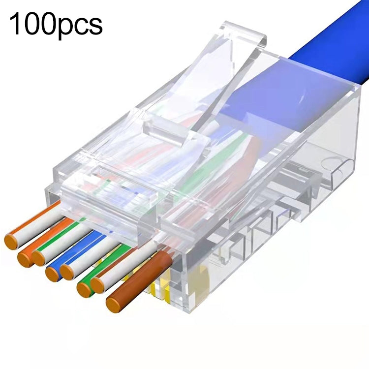 Conector RJ45 Cat5e de 100 piezas, conector modular de paso sin blindaje, dorado: 3u, Cat5e Unshielded Pass Through