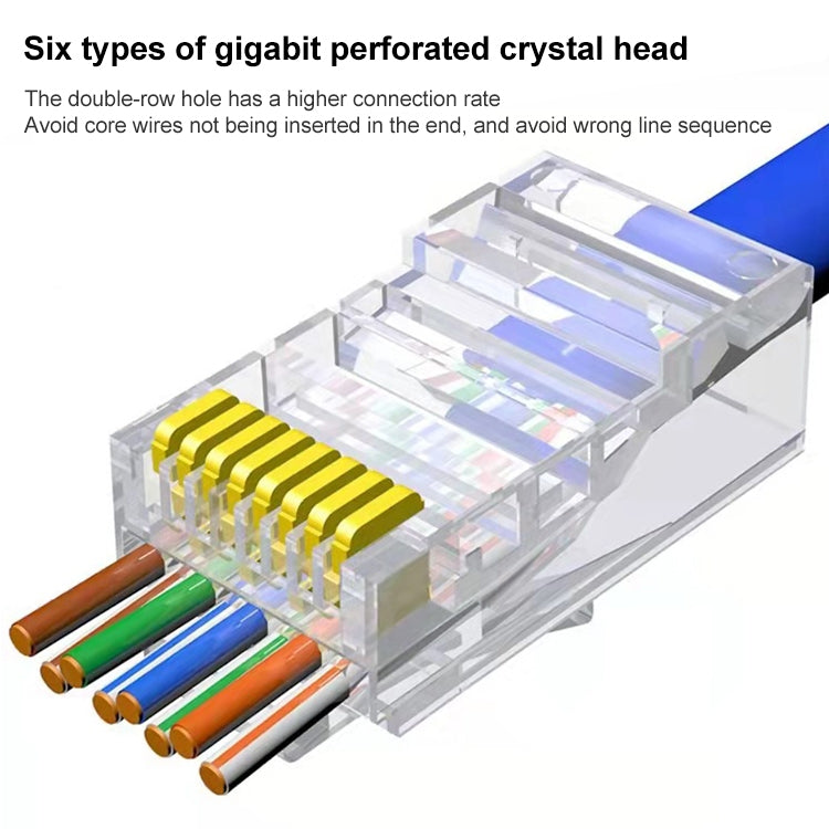 Conector RJ45 Cat5e de 100 piezas, conector modular de paso sin blindaje, dorado: 3u, Cat5e Unshielded Pass Through