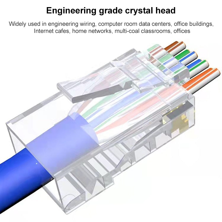 Conector RJ45 Cat5e de 100 piezas, conector modular de paso sin blindaje, dorado: 3u, Cat5e Unshielded Pass Through