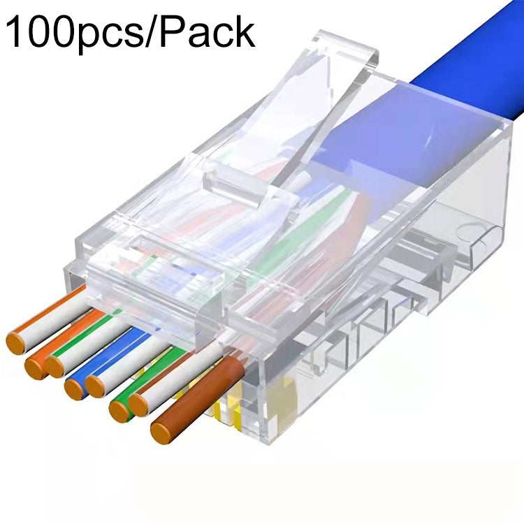 100 Uds Cat6e paso sin blindaje a través del conector Modular RJ45, Cat6e UnShielded Pass Through