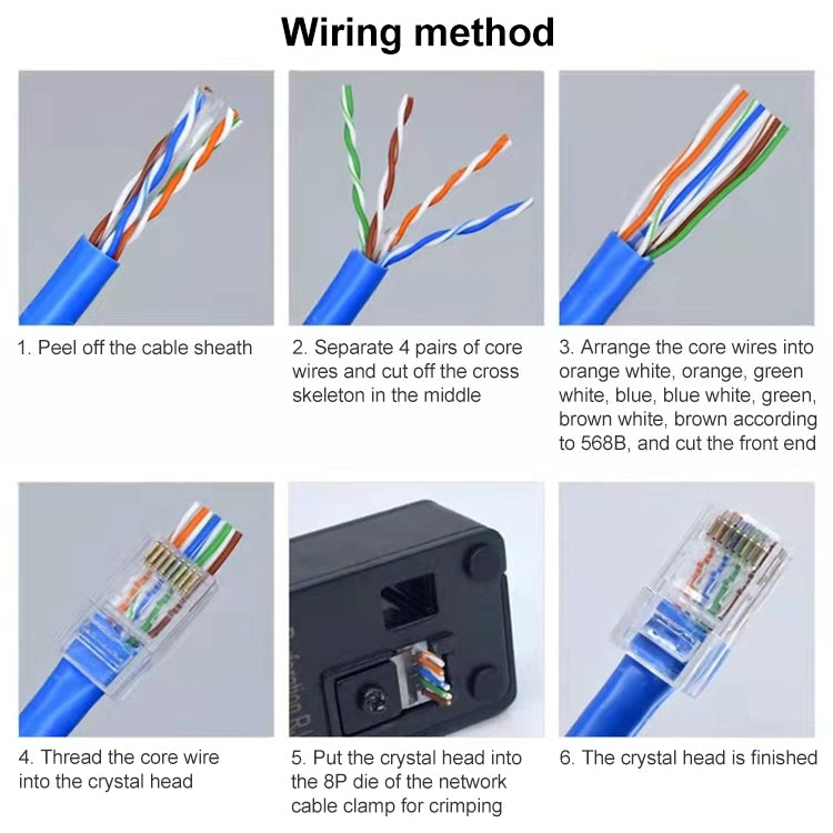 100 Uds Cat6e paso sin blindaje a través del conector Modular RJ45, Cat6e UnShielded Pass Through