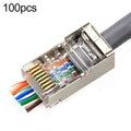 Conector Modular de paso blindado Cat5e, 100 Uds., RJ45, Cat5e Shielded Pass Through