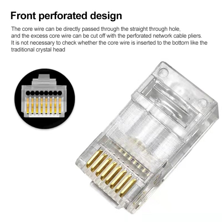 Conector Modular de paso blindado Cat5e, 100 Uds., RJ45, Cat5e Shielded Pass Through
