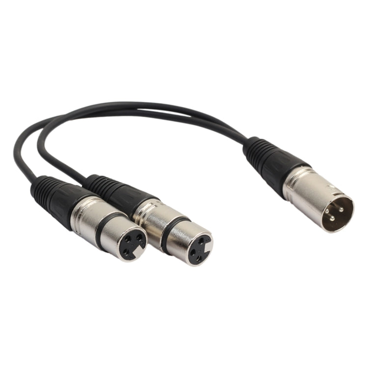Cable adaptador de conector de Audio XLR CANNON 1 macho a 2 hembra, 30cm, 3 pines, para micrófono/equipo de Audio, 1 Male to 2 Female Silver