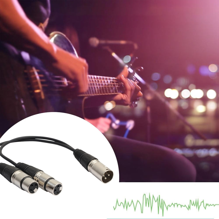 Cable adaptador de conector de Audio XLR CANNON 1 macho a 2 hembra, 30cm, 3 pines, para micrófono/equipo de Audio, 1 Male to 2 Female Silver