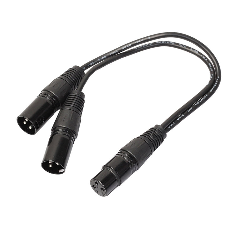 Cable adaptador de conector de Audio XLR CANNON 1 hembra a 2 macho de 30cm y 3 pines para micrófono/equipo de Audio, 1 Female to 2 Male Black