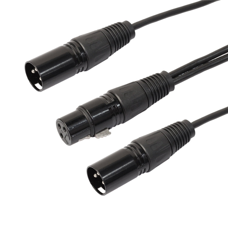 Cable adaptador de conector de Audio XLR CANNON 1 hembra a 2 macho de 30cm y 3 pines para micrófono/equipo de Audio, 1 Female to 2 Male Black