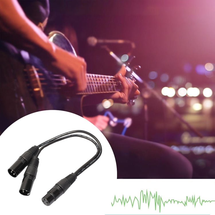Cable adaptador de conector de Audio XLR CANNON 1 hembra a 2 macho de 30cm y 3 pines para micrófono/equipo de Audio, 1 Female to 2 Male Black