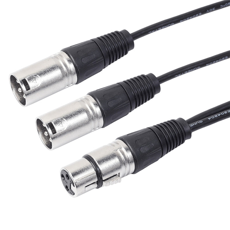 Cable adaptador de conector de Audio XLR CANNON 1 hembra a 2 macho de 30cm y 3 pines para micrófono/equipo de Audio, 1 Female to 2 Male Silver