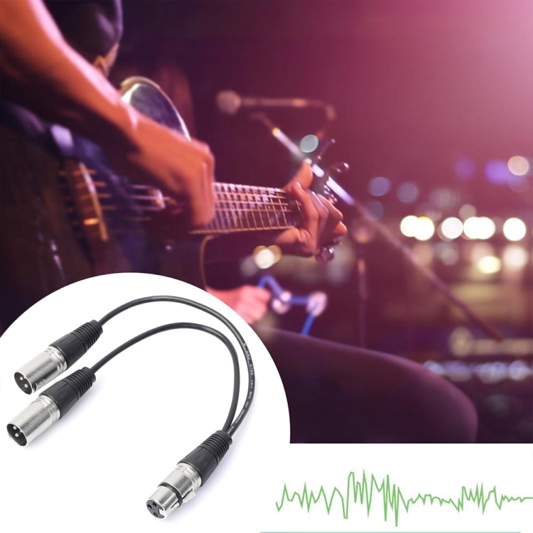 Cable adaptador de conector de Audio XLR CANNON 1 hembra a 2 macho de 30cm y 3 pines para micrófono/equipo de Audio, 1 Female to 2 Male Silver