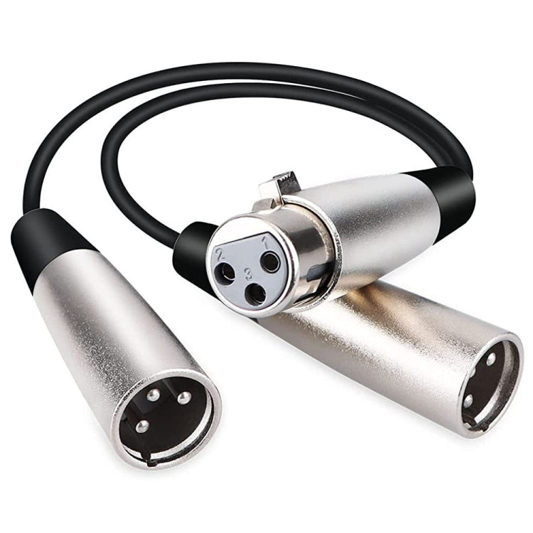Cable adaptador de conector de Audio XLR CANNON de 30cm con cabeza de Metal de 3 pines, 1 hembra a 2 macho, para micrófono/equipo de Audio, 1 Female to 2 Male