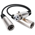 Cable adaptador de conector de Audio XLR CANNON de 30cm con cabeza de Metal de 3 pines, 1 hembra a 2 macho, para micrófono/equipo de Audio, 1 Female to 2 Male