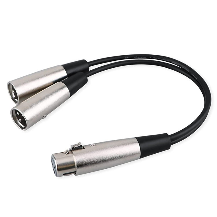 Cable adaptador de conector de Audio XLR CANNON de 30cm con cabeza de Metal de 3 pines, 1 hembra a 2 macho, para micrófono/equipo de Audio, 1 Female to 2 Male
