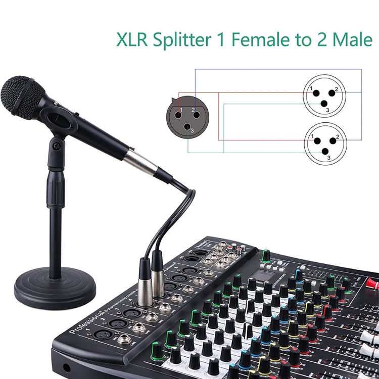 Cable adaptador de conector de Audio XLR CANNON de 30cm con cabeza de Metal de 3 pines, 1 hembra a 2 macho, para micrófono/equipo de Audio, 1 Female to 2 Male