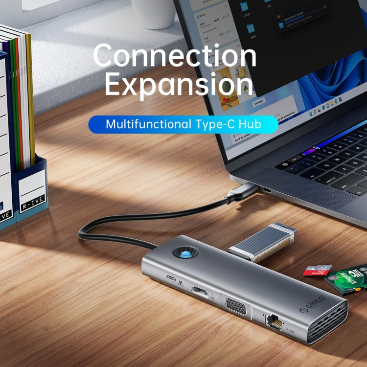 ORICO PW11-8PC Estación de acoplamiento multifunción tipo C / USB-C 8 en 1 de 5 Gbps, PW11-8PC