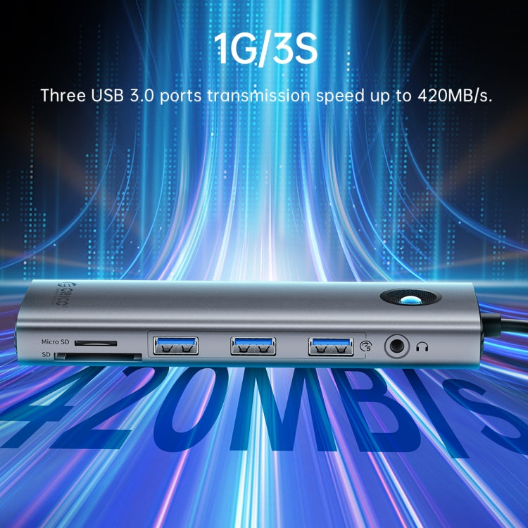 ORICO PW11-8PC Estación de acoplamiento multifunción tipo C / USB-C 8 en 1 de 5 Gbps, PW11-8PC